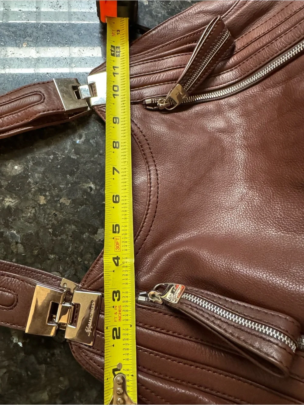 b. makowsky Chocolate Brown Pebbled Leather Hobo